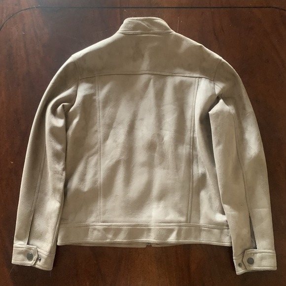 R.D.G. Reportage Faux Suede Jacket Medium Beige Zip Moto Style Made in Italy - Picture 8 of 16